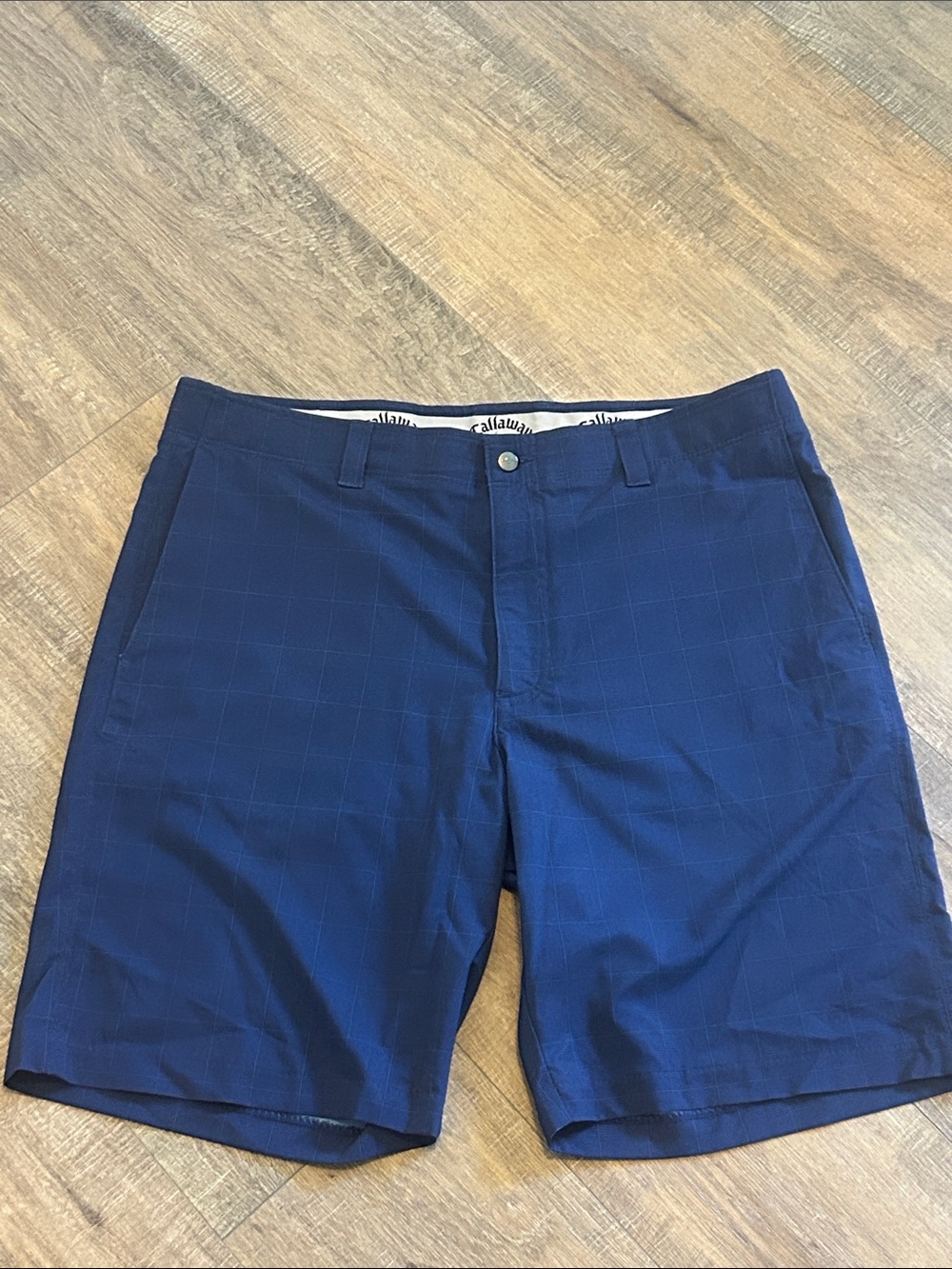 Callaway Men's Navy Windowpane Flat Front Golf Shorts
